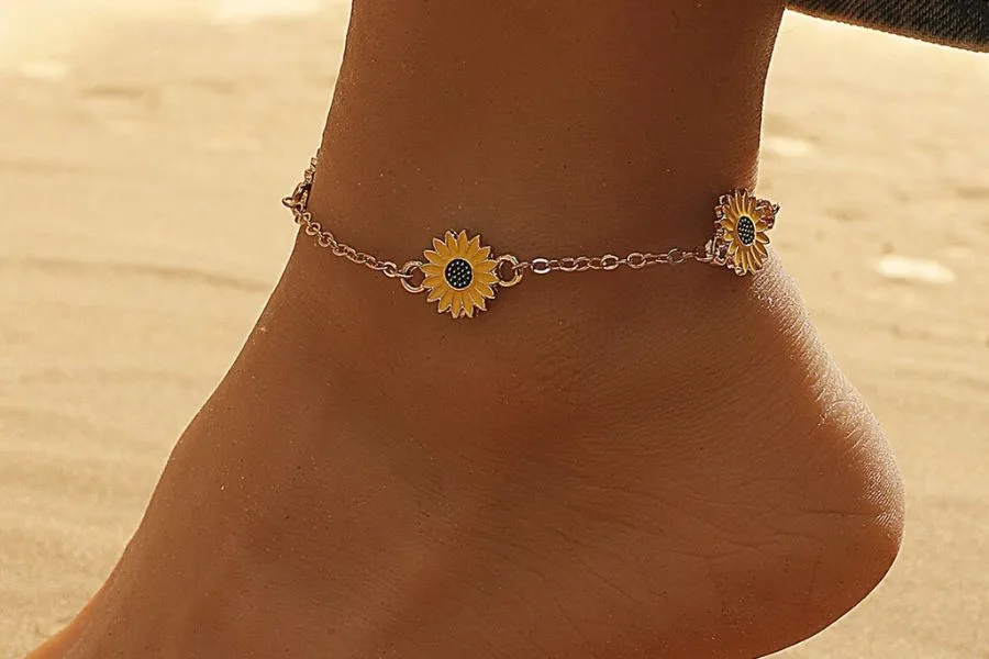 Sunflower Anklet Charms Ankle Bracelet