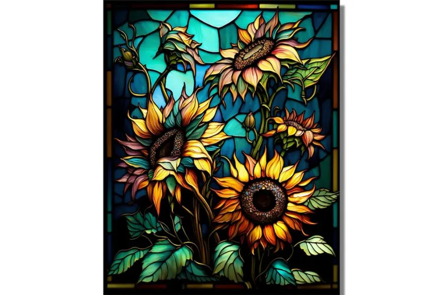 Sunflower Stained Glass Wall Painting