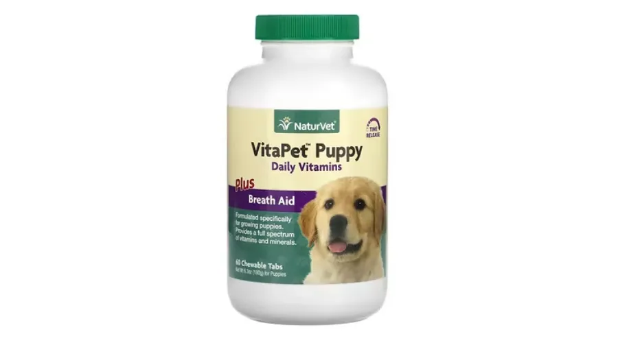 NaturVet, VitaPet Puppy, Daily Vitamins Plus Breath Aid, 60 Chewable Tabs