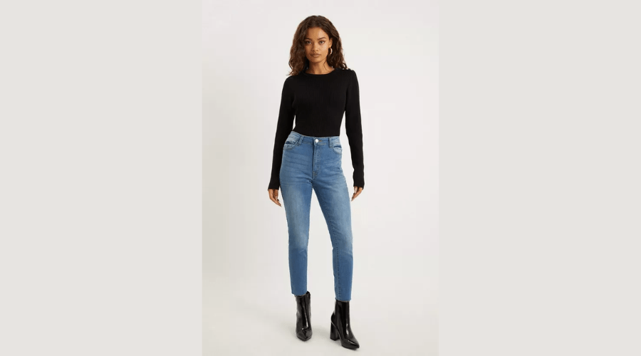 Petite raw hem sculpt skinny jeans