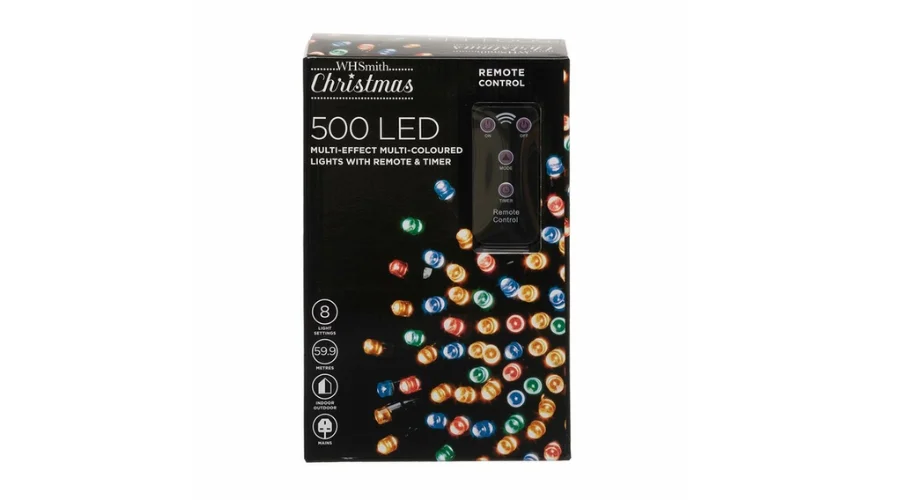 WHSmith 500 LED Multi-Effect Colourful Lights With Remote And   Timer