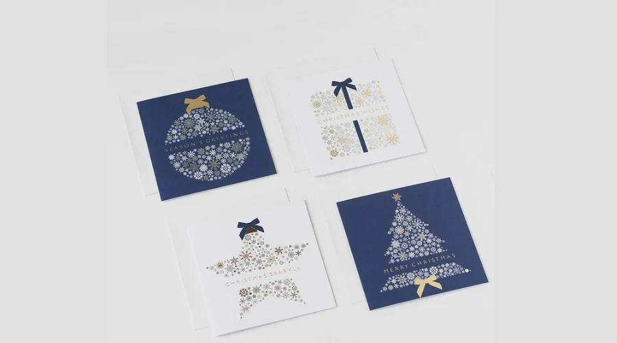 WHSmith Navy and White Snowflake Christmas Cards 