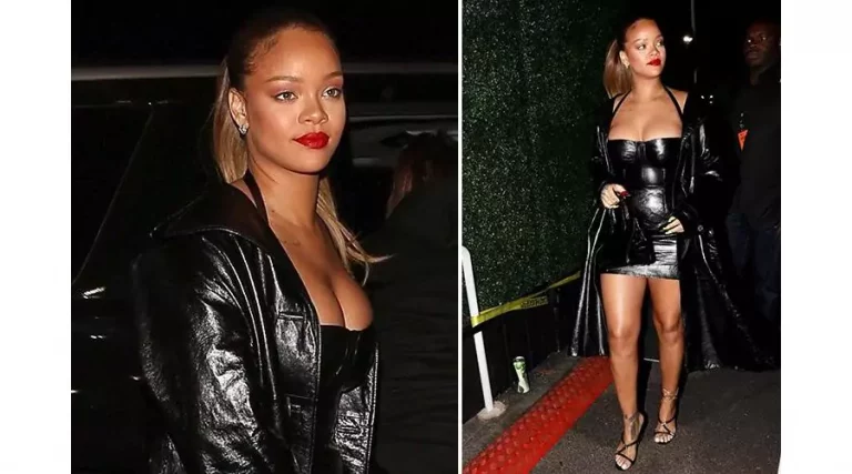 Rihanna's leather mini-dress