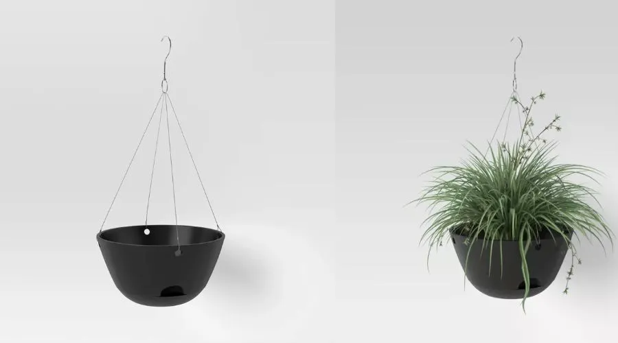 3pc Hanging Self-Watering Indoor Outdoor Planter Pot 1 Planter with Hanging Hardware