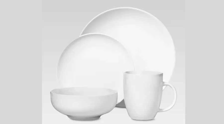 16pc Porcelain Coupe Dinnerware Set White
