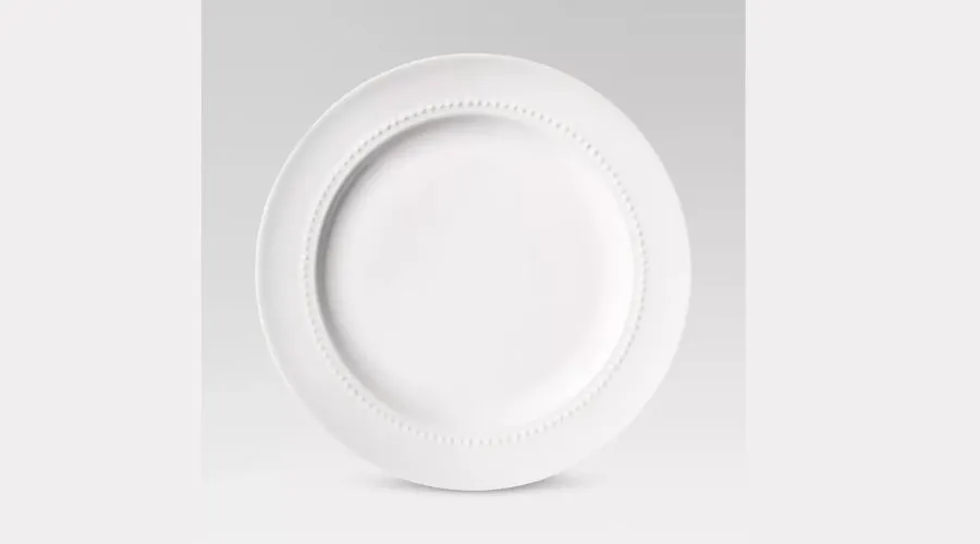 8.3" Porcelain Beaded Rim Salad Plate White - Threshold
