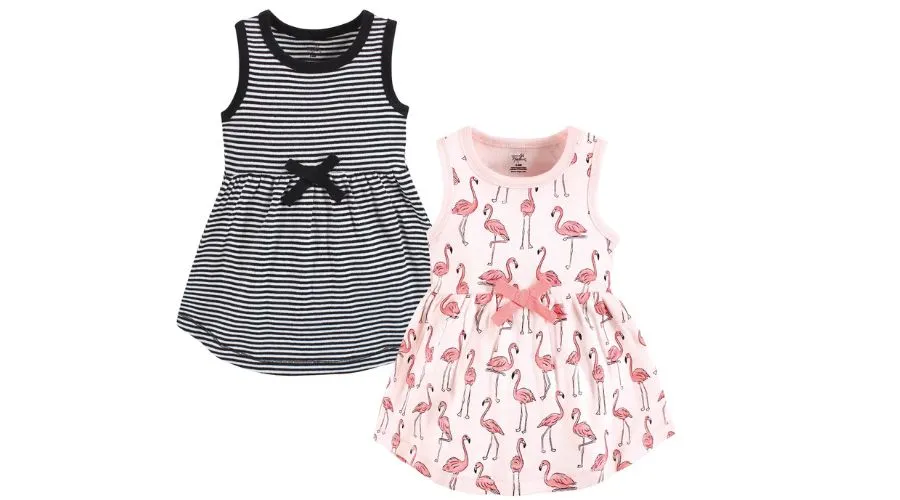 Touched by Nature Girls Organic Cotton Dresses, Pink Flamingo
