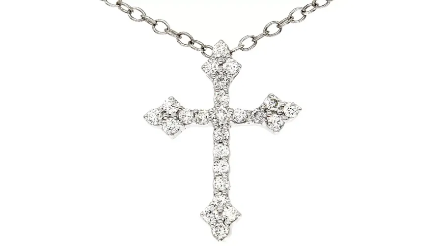Pompeii3 14 Ct. Diamond Cross Pendant 10k White Gold Womens Necklace