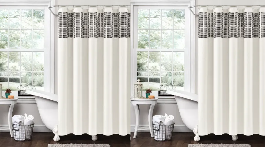 Stitched Woven Striped Yarn Dyed Cotton Shower Curtain