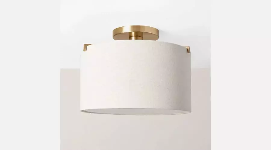 Fabric Shade Semi-Flush Mount Ceiling Light Brass/Oatmeal - Hearth & Hand