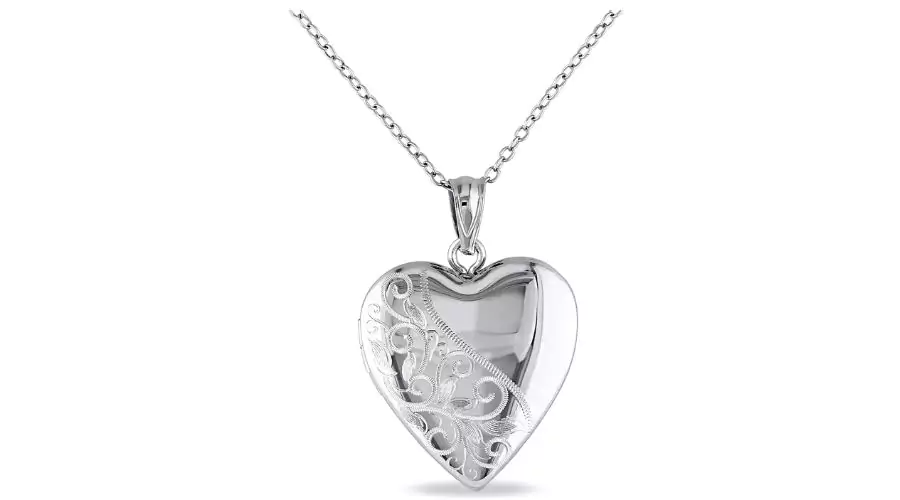 Heart Locket Pendant Necklace in Sterling Silver (18")
