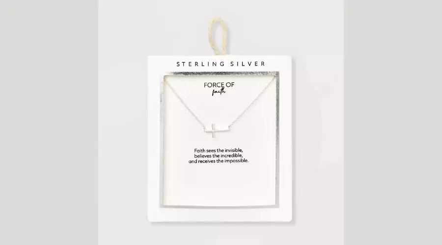 Sterling Silver Horizontal Cross Station Necklace - Silver