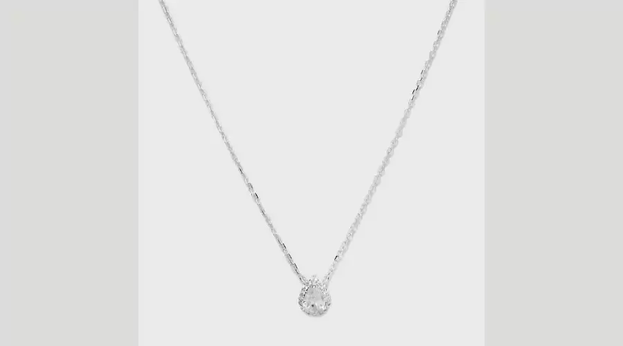 Sterling Silver Teardrop Cubic Zirconia Halo Station Necklace - A New Day Silver