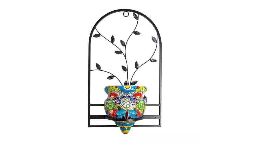 Wind & Weather Handcrafted Talavera-Style Terra Cotta Flat-Backed Wall Planter
