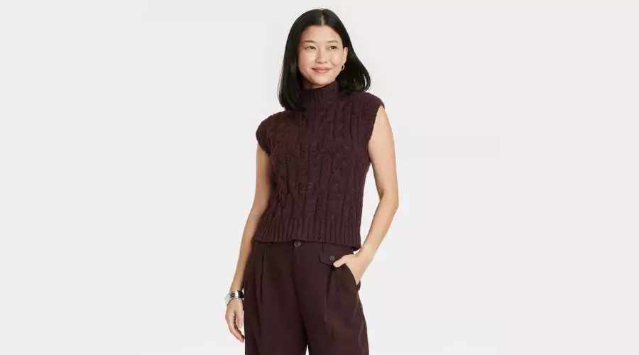 Women's Crewneck Cropped Sweater Vest - A New Day