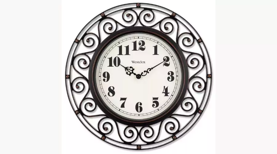 12" Wrought Iron Style Round Wall Clock Black/Bronze-Westclox