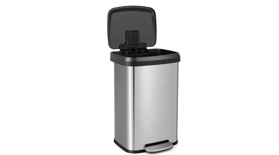 13.2 Gallon Step Trash Can Stainless Steel Airtight Garbage Bin 