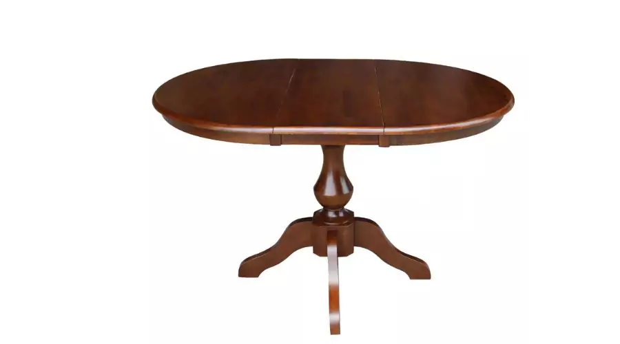 36” Kent Round Top Pedestal Dining Table with 12” Leaf