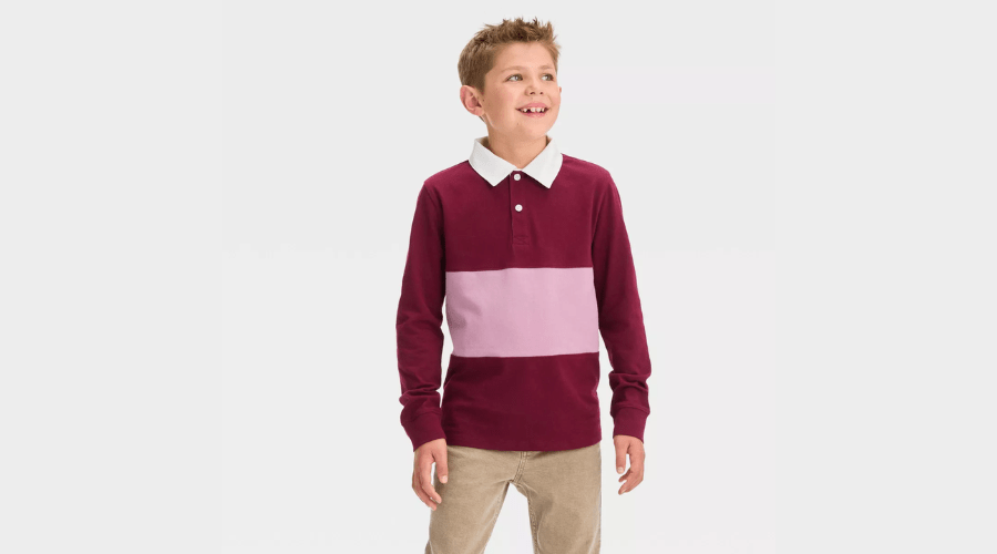 Boys’ Long Sleeve Colorblock Polo Shirt 