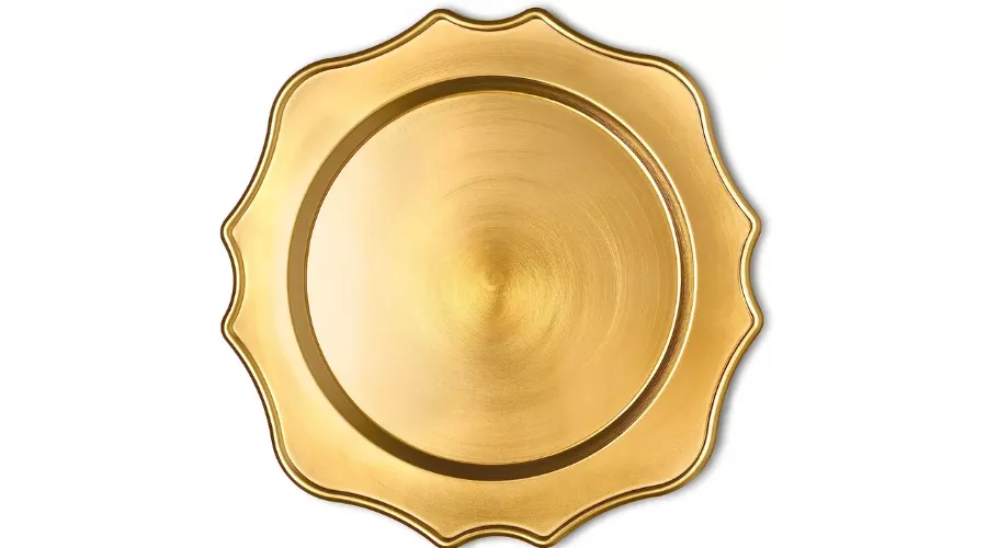 Chateau Fine Tableware Chateau Fine Tableware Scalloped Gold Charger Plates, 13” Elegant Chargers, Set of 6