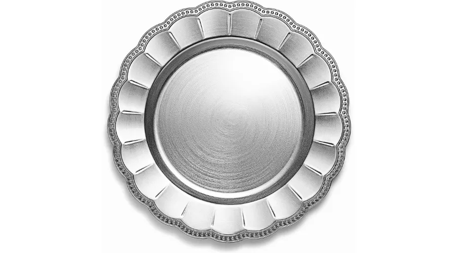 Chateau Fine Tableware Sunflower Silver Charger Plates, 13” Elegant Chargers, Set of 6