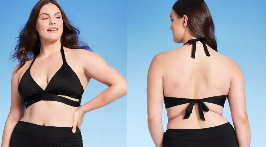 Shade & Shore™- Women’s Triangle Bralette Faux Wrap Halter Bikini Top