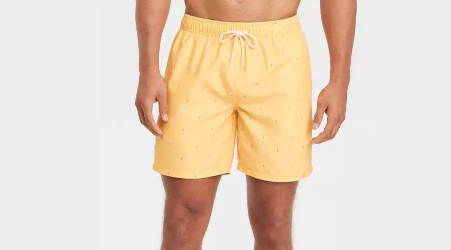 Men's 7" Palm Print Swim Shorts - Yellow