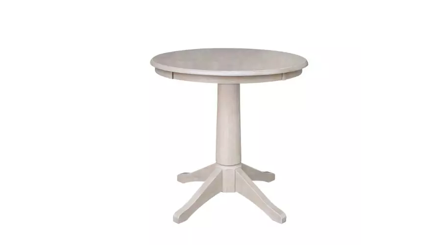 Solid Wood Round Pedestal Dining Table Weathered Gray Taupe