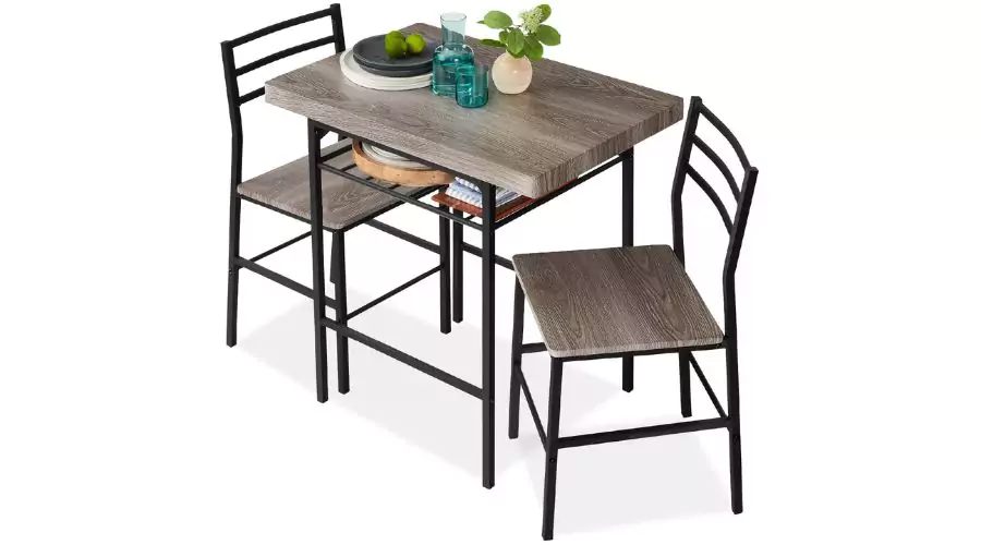 3-Piece Modern Dining Set, Square Table & Chairs Set 