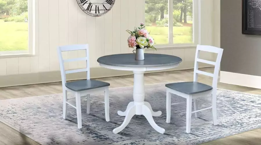 Round Pedestal Dining Table with 2 Madrid Ladderback Chairs