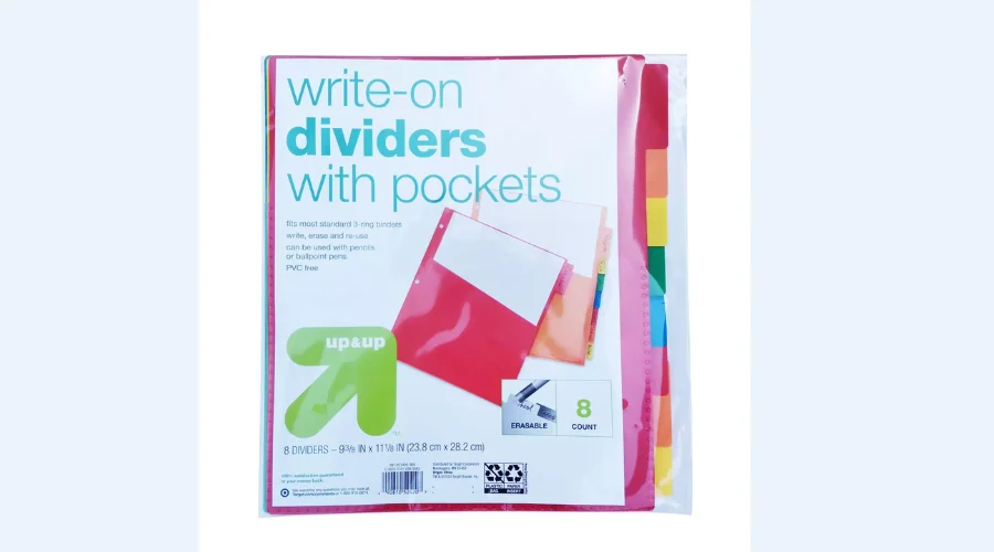 8ct Write-On Index Dividers with Pockets 