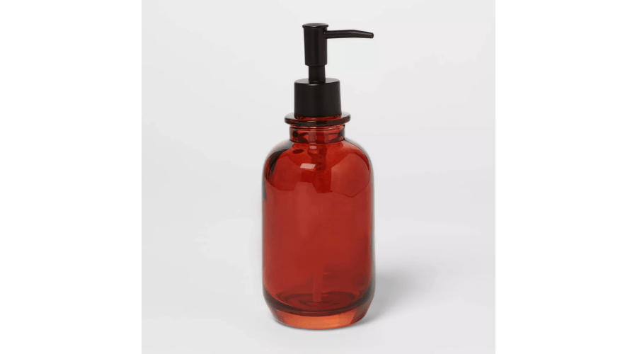 Apothecary Glass Kitchen Sink Soap Dispenser in Amber | Xprrtupdates