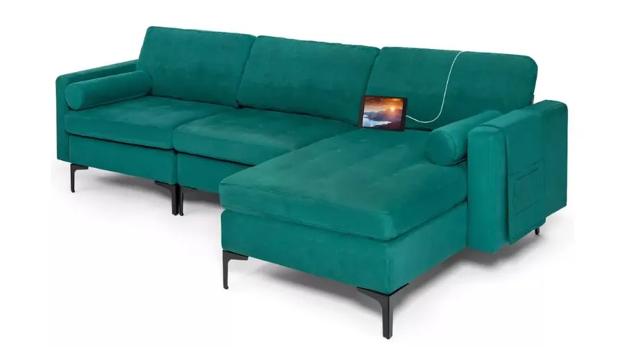 Costway Modular L-shaped Sectional Sofa w Reversible Chaise