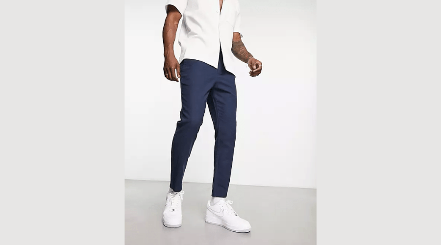 Only & Sons - Linen Mix carrot Trousers in Navy Blue