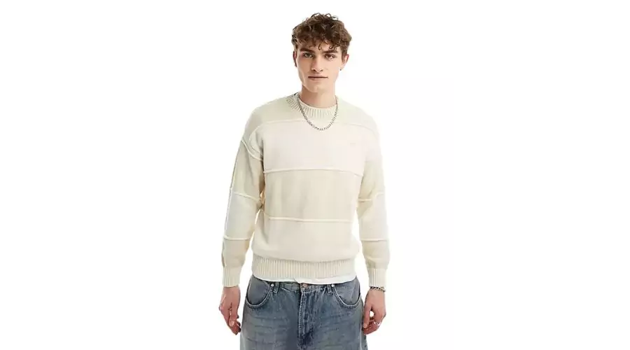 Pull&Bear – Knitted Sweater In Light Sand With Piping