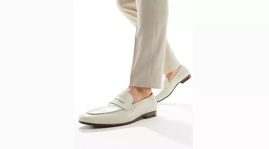 Walk London Capri off-white leather saddle loafers