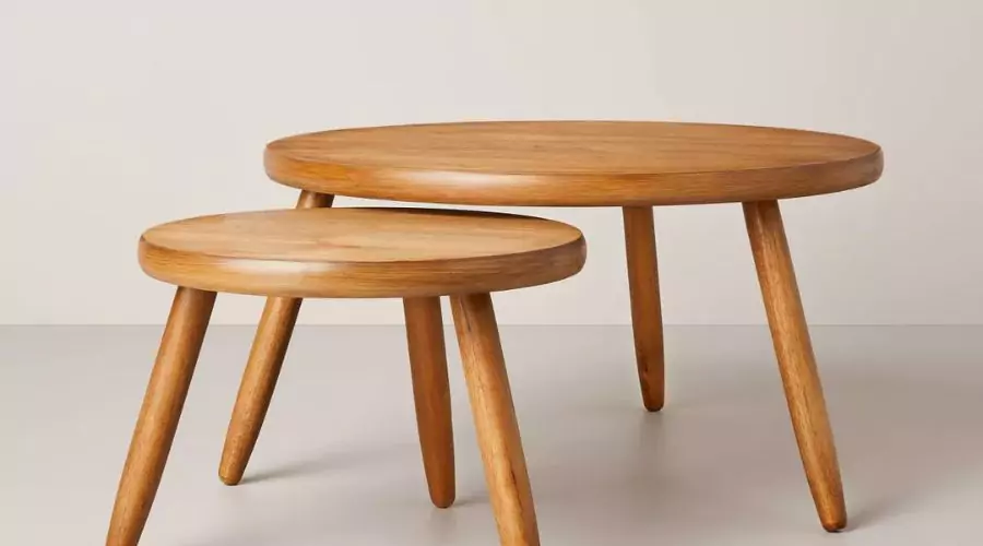 Wooden Round Nested set of 2 Coffee Tables - Aged Oak - Hearth & Hand with Magnolia