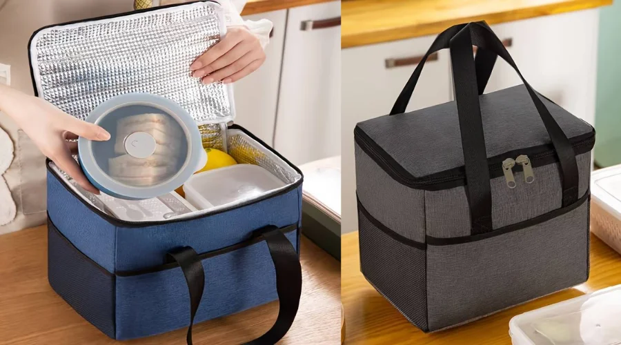 1pc Spacious Oxford Cloth Insulated Lunch Tote Bag