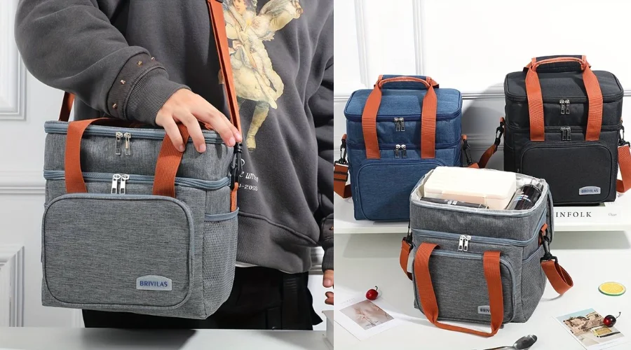 Insulated Double-Layer Lunch Bag for Men