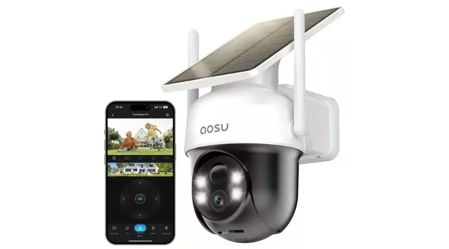 100% Wire-Free 2K Color Night Vision AOSU Solar Camera Security