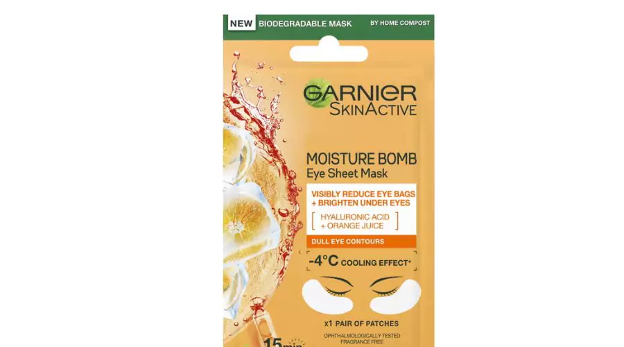 Garnier Hydrating Brightening Eye Sheet Mask (Hyaluronic Acid and Orange Juice)